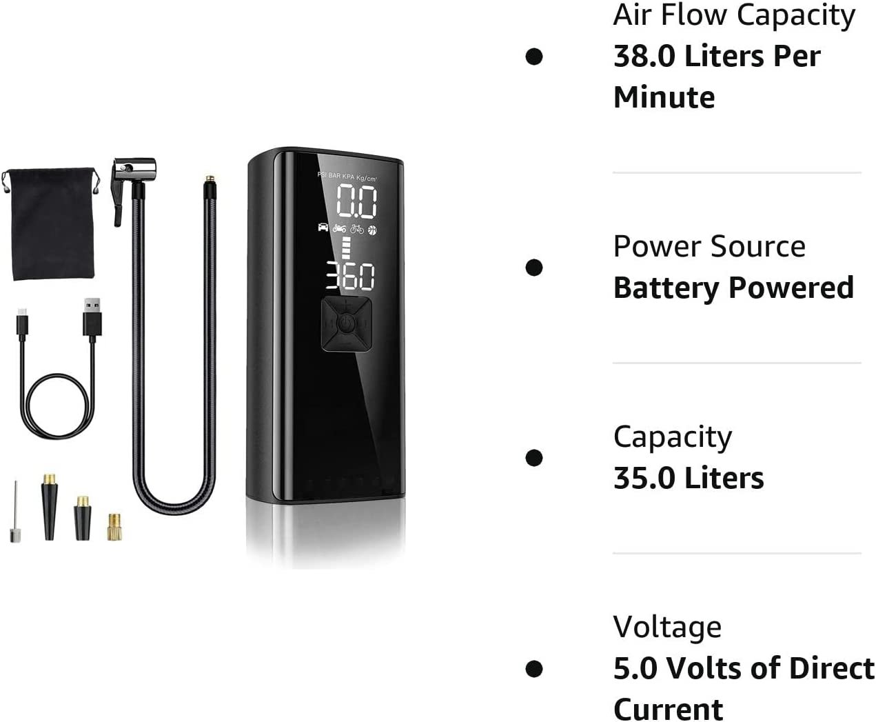 Compact Auto Air pump stored in bag